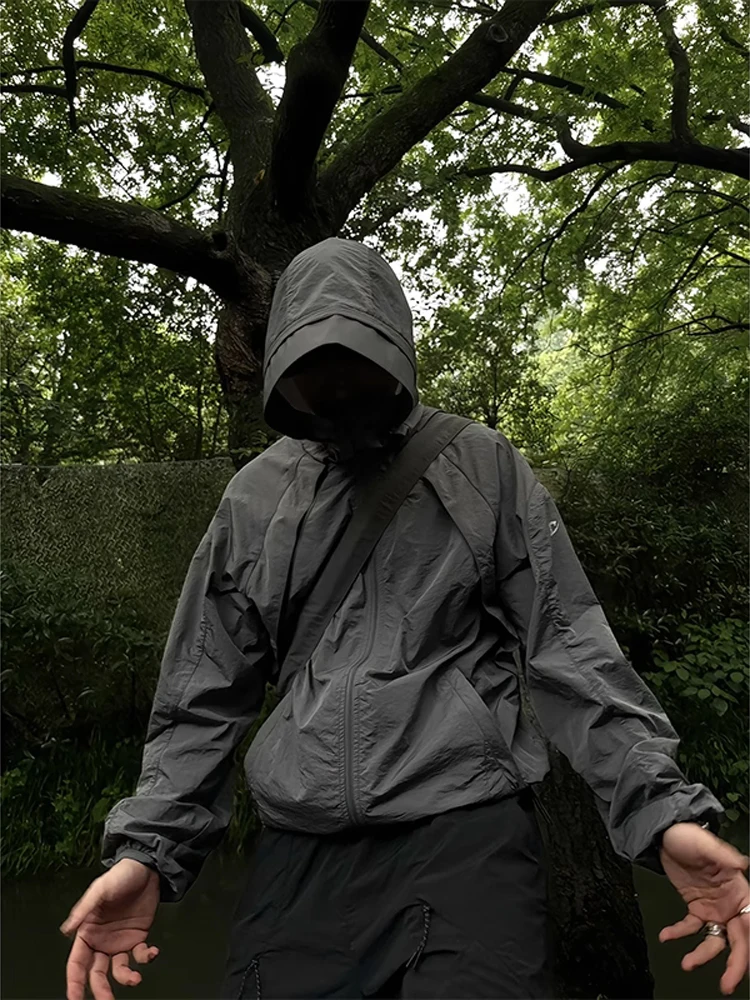 

Qui Dry Outdoor Design Men's Thin Breathable Sun Protection Clothing Couple's Sle Jaet Loose Fit Youth Faion