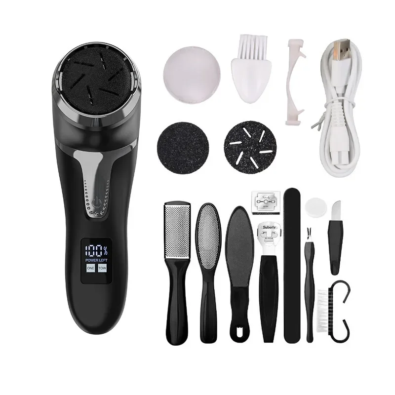 Molinillo de pies con pantalla Digital para el hogar, lijadora de pies eléctrica portátil para pedicura, herramientas de pedicura impermeables exfoliantes muertos
