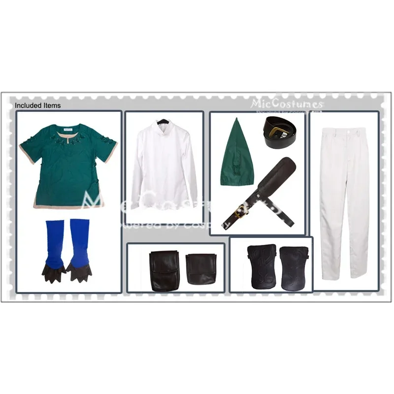 할로윈 애니메이션 전시 파티 등에 적합한 롤플레잉을 위한 미키 프린세스 링크 남성용 녹색 의상입니다.