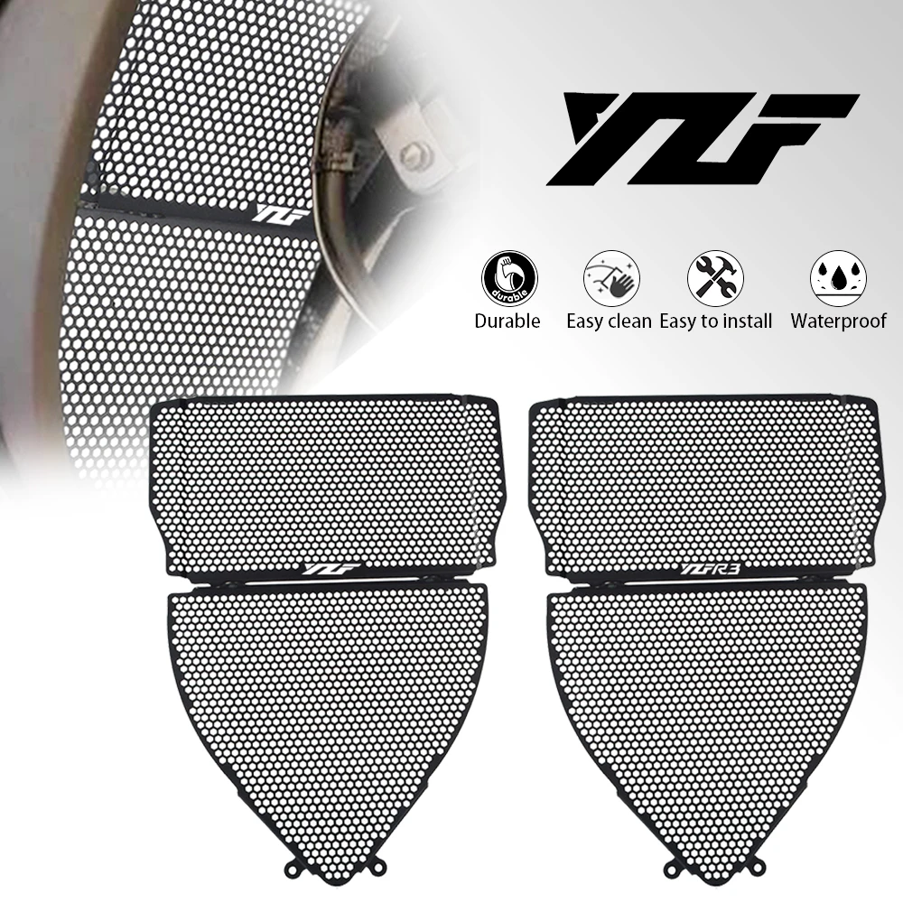 

For Yamaha YZFR3 YZF R3 2015-2018 2019 2020 2021 2022 2023 YZF-R3 Radiator Guard Grille Cover Cooler Protector Header Guard Set