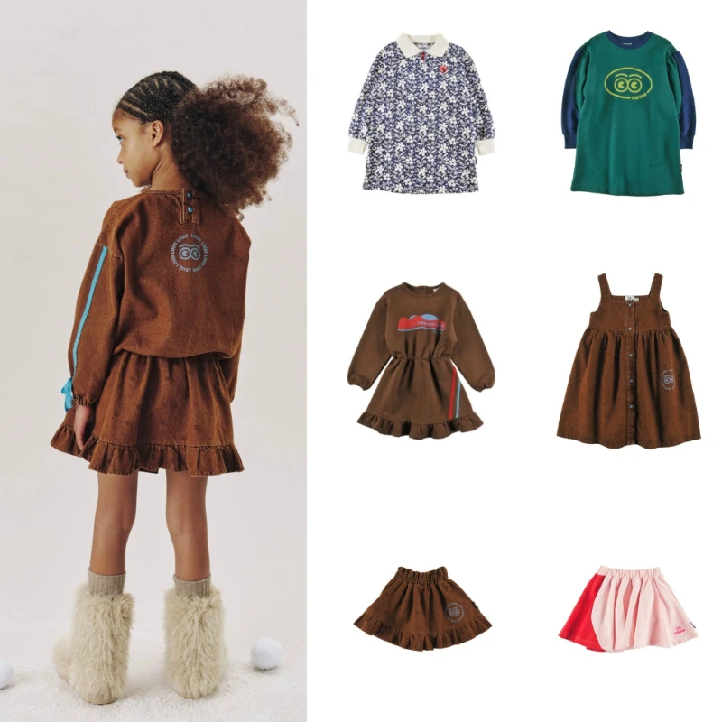 Children Dress AW26  Girls Cute Fashion Dress Print Child Cotton Outwear Tops Clothing Kid Skirt