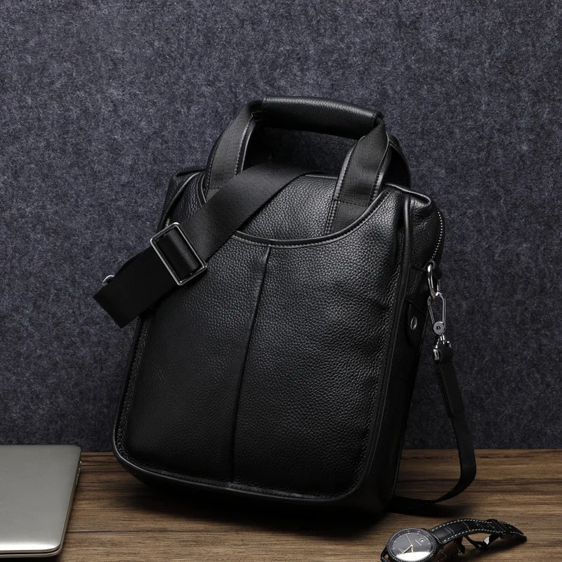 Large Capacity Crossbody Bag Single Shoulder Men's Genuine Leather Business Crossbody Vertical Style Cowhide Large Capacity Bag