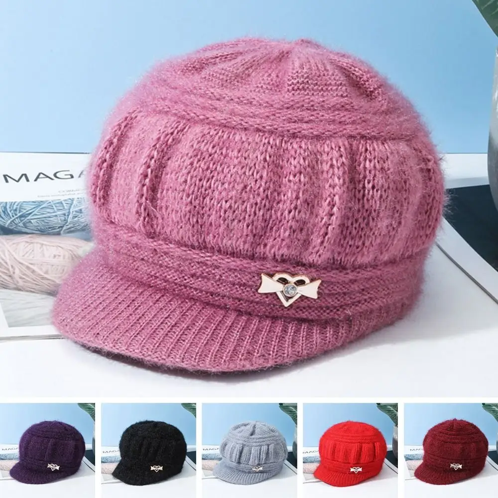 Winter Warm Knitted Wool Hat Solid Color Windproof Cap Knitted Hat Middle Aged