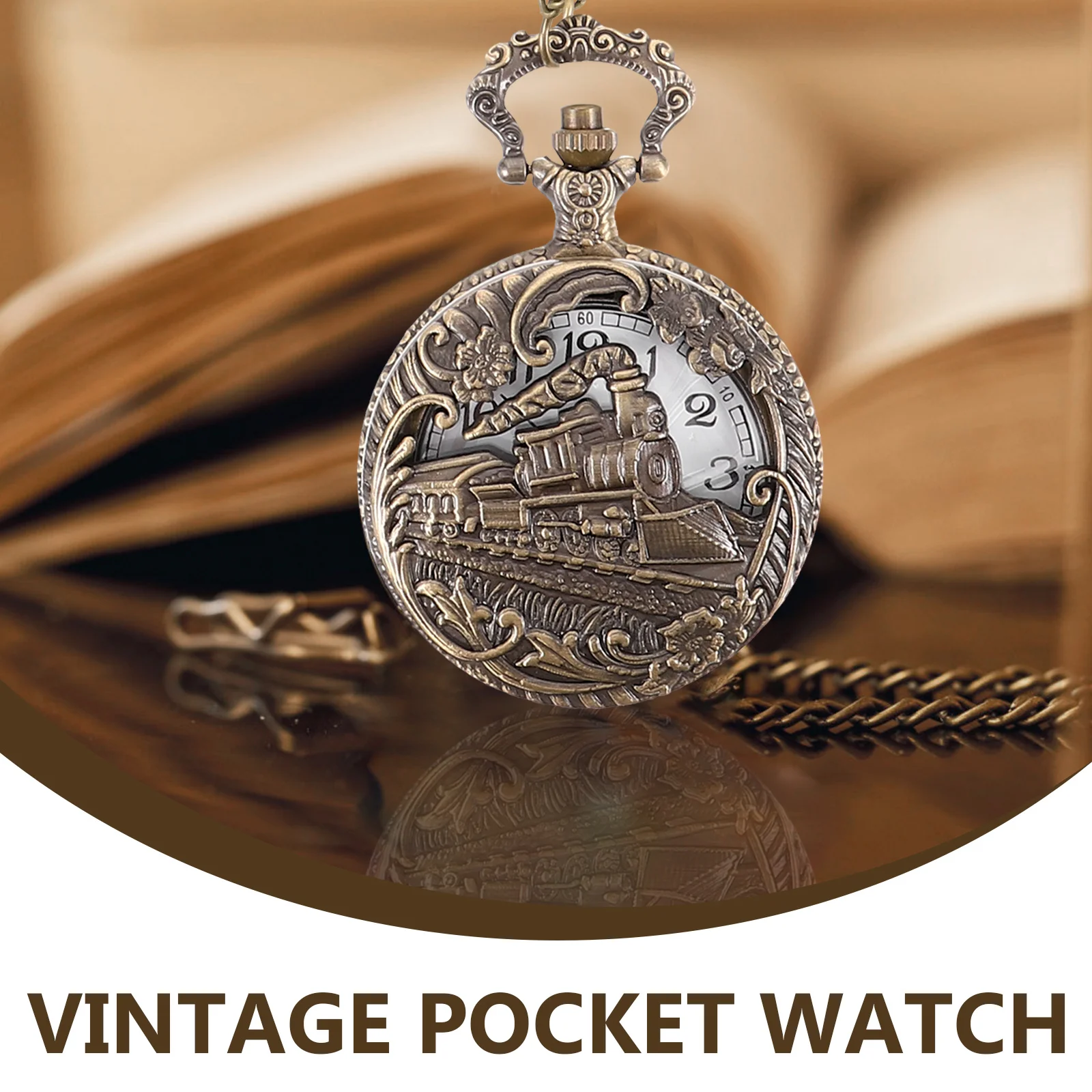 

1pcs Vintage Pocket Watch For Men Arabic Numeral Quartz Hollow Carved Design Portable Lightweight Decorative Men'S Timepiece
