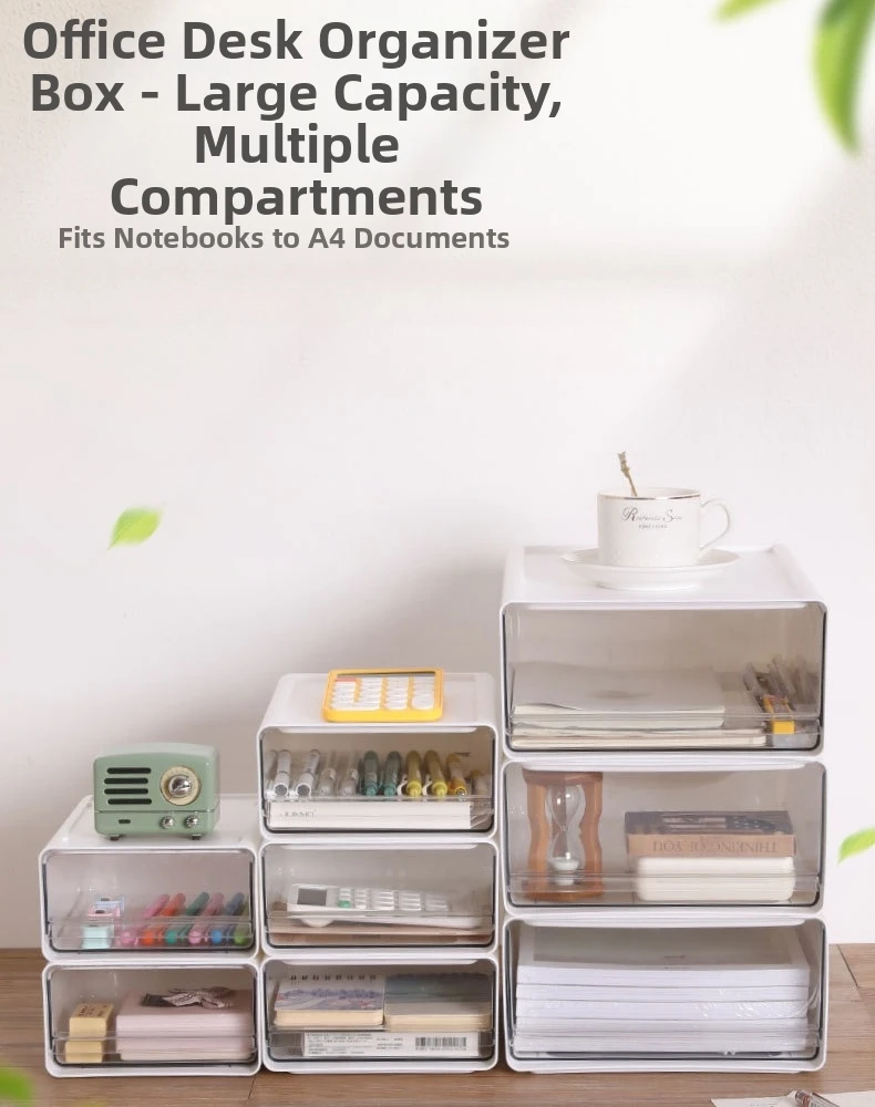 Transparent Desktop Storage Box Drawer Type Office File Storage Box Bedroom Study Stack Combination Portable Storage Cabinet