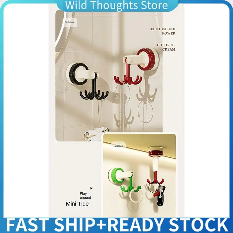Six-Claw Hook Multi-Function Spatula Spoon Kitchenware Storage Rack Retro Suction Cup Seamless Wall Hanging-[Qahk]