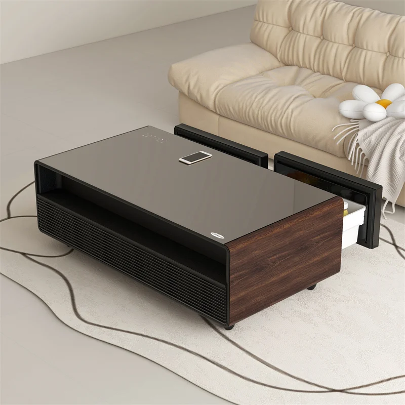 refrigerator coffee table 135L with dual USB charging port and built-in Bluetooth player for wireless charging