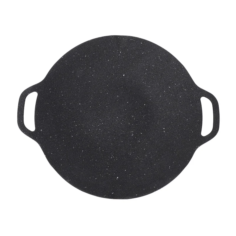 

Korean Grill Pan 11.4 Inch Aluminum Alloy Nonstick Double Handle Round Griddle BBQ Grill Pan For Cassette Stove Outdoor Camping