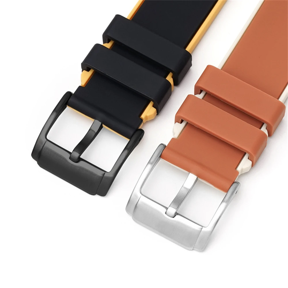 Correa de bloqueo de color de 22mm adecuada para Baobo Swatch, cadena de reloj de liberación rápida de silicona de doble color del Océano Sur