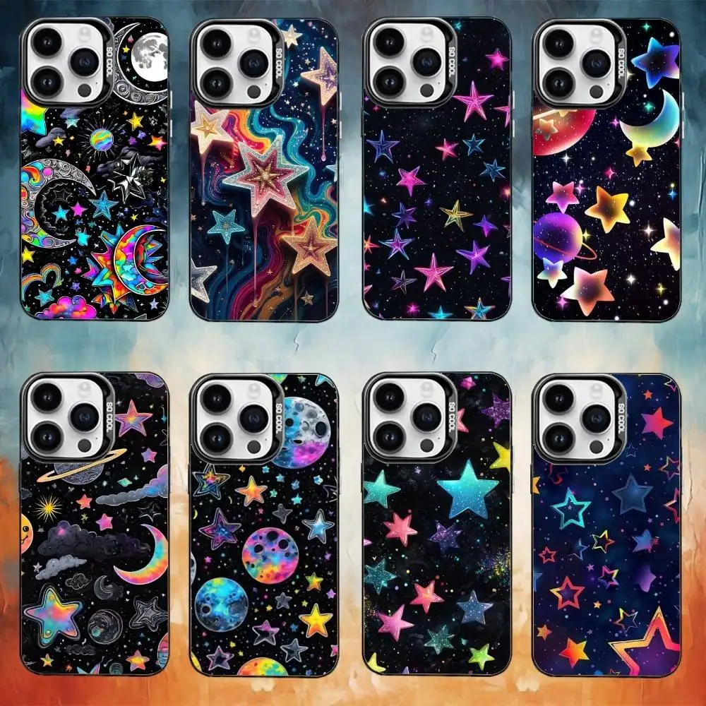 

C-Colorful S-Star Phone Case For iPhone 17,16,15,14,13,12,11 Plus,Pro Max,XS,Colored silver phone case