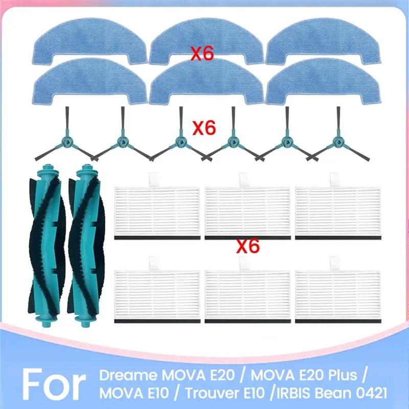 

AEE4-For Dreame MOVA E20 / MOVA E20 Plus / MOVA E10 / Trouver E10 For IRBIS Bean 0421 Replacement Part Brush Filter Mop Cloth