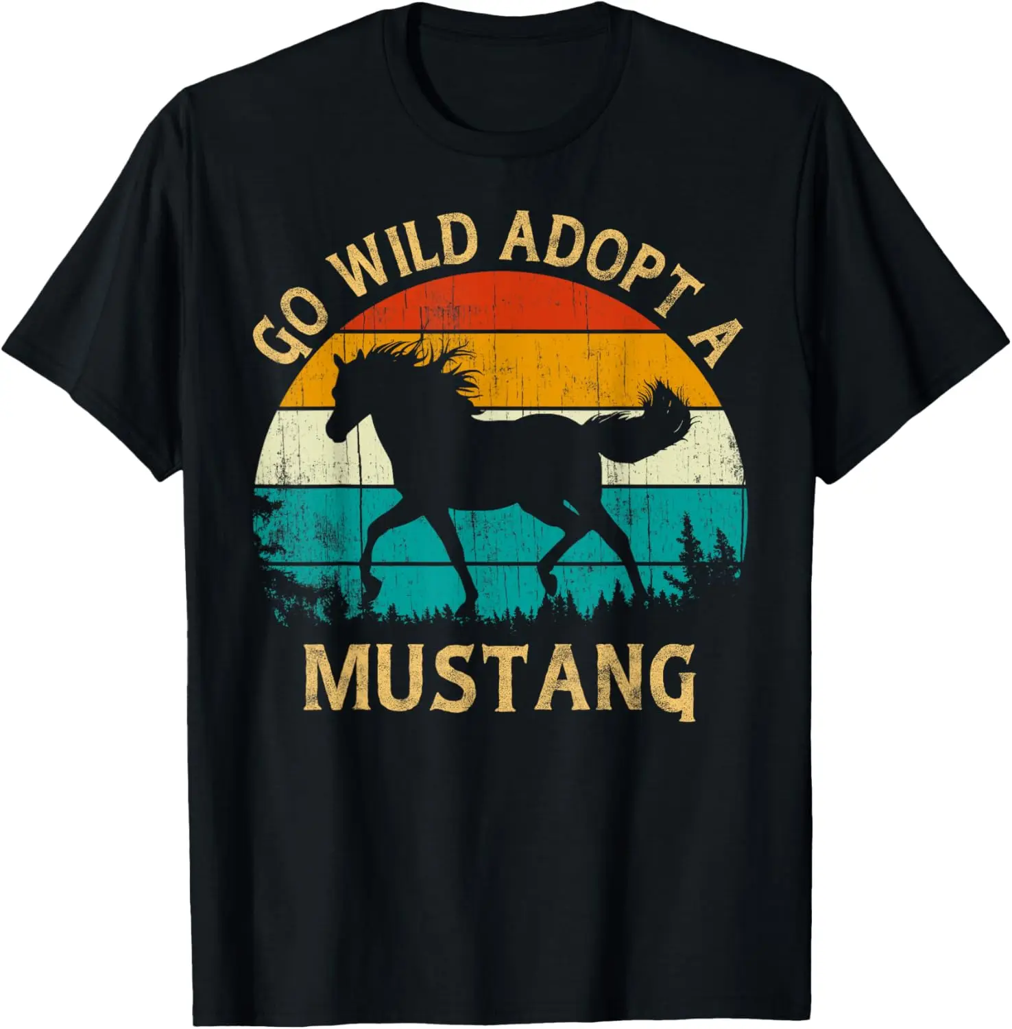 

Vintage Sunset Wild Mustang Horse Go Wild Adopt a Mustang T-Shirt