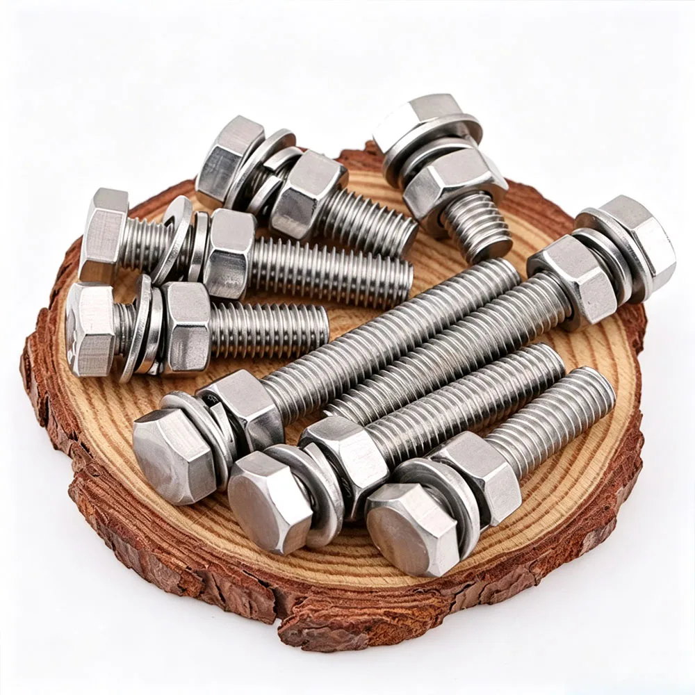 Rustproof 304 Stainless Steel Metric Hexagon Screw Assortment Kit with Matching Nuts and Washers M3-M16 Multipurpose Hardware