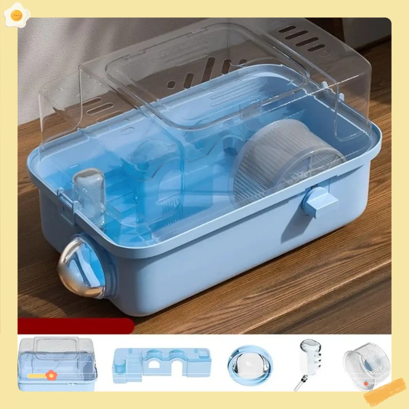 

Удобная двухслойная клетка для хомяка, модная прочная клетка для переноски маленьких животных, большое пространство, дом для домашних животных, вентиляция, дышащая