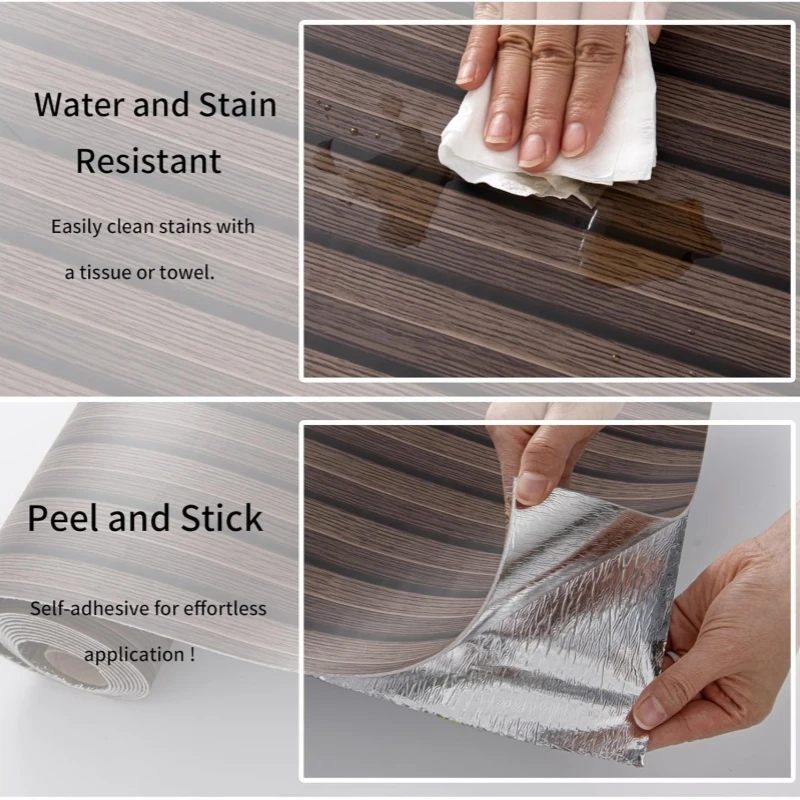 Self-Adhesive Vinyl Foam Wallpapers Faux Wood Grain Self-Adhesive Wall Stickers for Living Room,Kitchen,Bathroom Wall Renovation