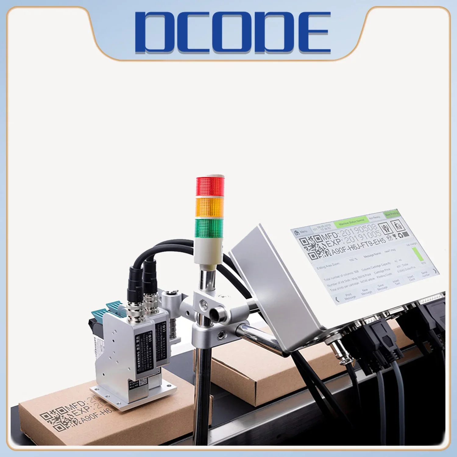 

DCODE DC210S 12,7 мм 1 насадка TIJ Промышленный онлайн-принтер для печати QR-штрих-кода Номер партии Логотип Дата Принтер для этикеток с быстросохнущими чернилами