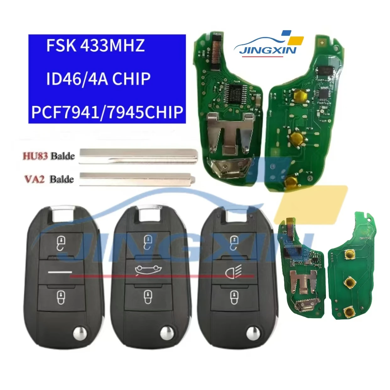 Jingxin ID46/4A PCF7941/7945 CHIP Car Key 5FA010 For Peugeot Peugeot 208 2008 301 308 508 5008 Citroen C4-Cactus C-Elysee Opel