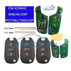 Jingxin ID46/4A PCF7941/7945 CHIP Car Key FCC:5FA010 For Peugeot Peugeot 308 508 5008 Citroen Jumpy 2017 C4-Cactus C-Elysee Opel