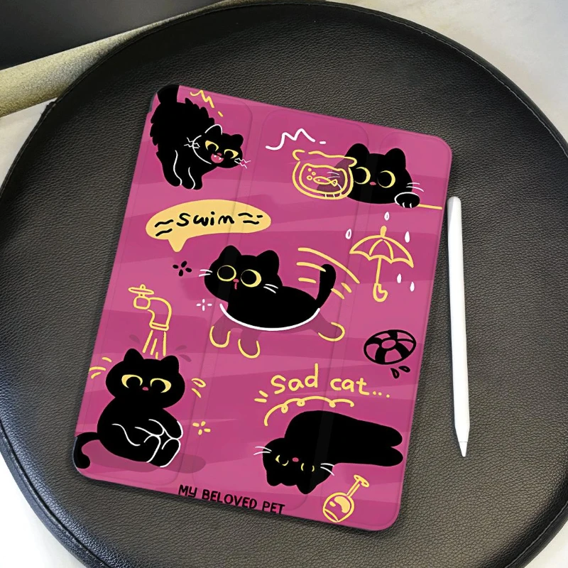 Cute Black Cat Ipad Case for IPad 5th 6th 7th 8th 9th Gen Case IPad Pro 11 12.9 Mini 6 8.3 Inch 10.5 10.9 11 Air 3/4/5/6 Cover