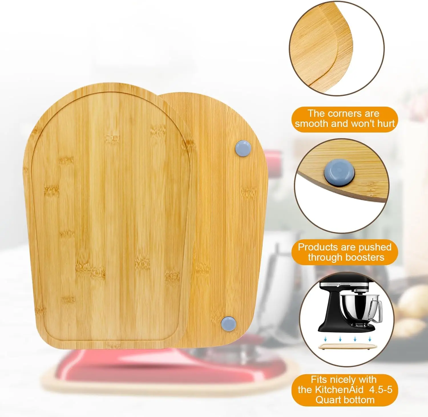 

for Tilt Head Kitchen Aid 4.5-5 Qt Stand Mixer 34X21cmAppliance Sliding Mat Bamboo Mixer Slider Mat