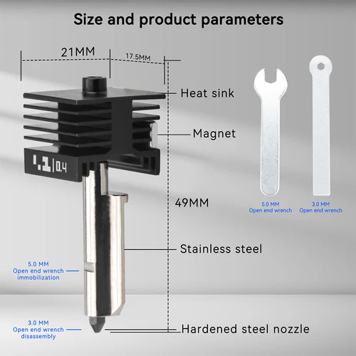 Imagen 2 del producto Para Bambu Lab P2S Hotend mejorado 0,2/0,4/0,6/0,8mm boquilla de acero endurecido reemplazar extremo caliente Bambulab P2S cabezal de impresión de impresora 3D