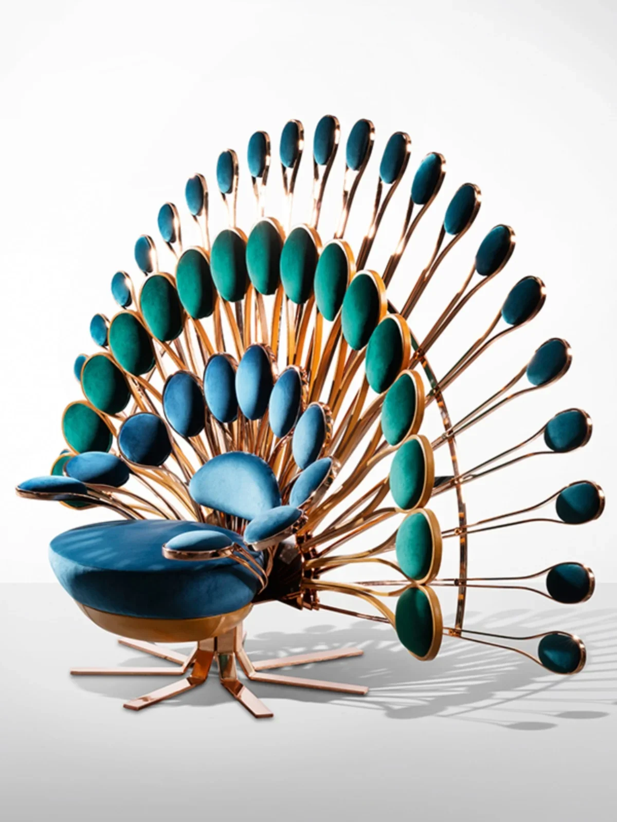 2024 Creative Designer Peacock Open Screen Chair Art Sofa Armchair