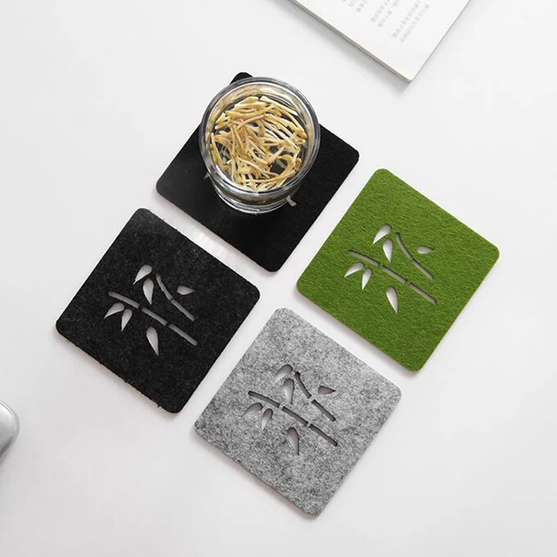 1pcs Square Felt Coaster Set Mug Placemat Pad Protector Heat Resistant Cup Mat Coffee Tea Hot Drink Holder Kitchen Accessory