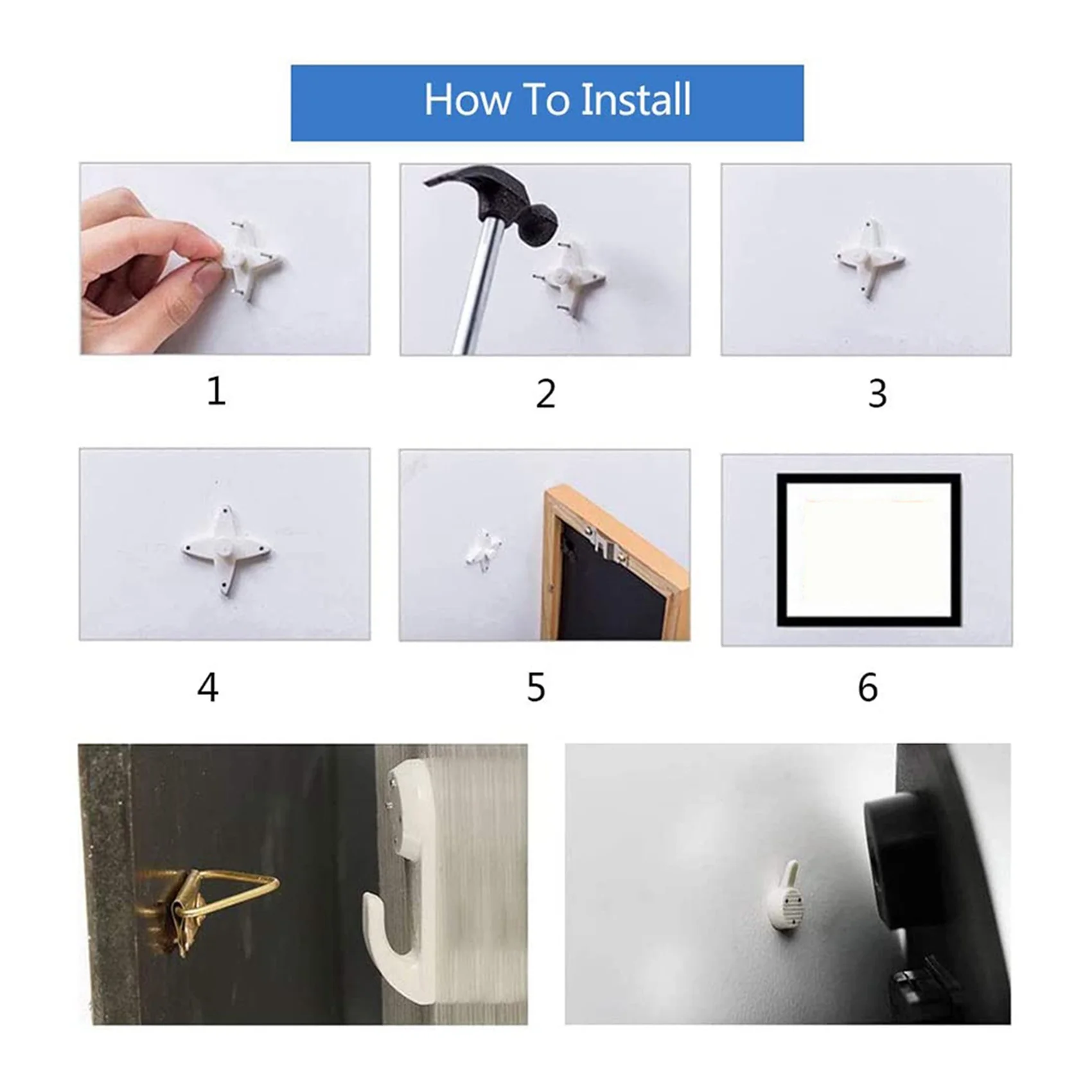 AB06 80Pcs Invisible Nail Screws Wall Hooks Picture Hangers Traceless Photo Hook Function Picture Painting Frame Hanger