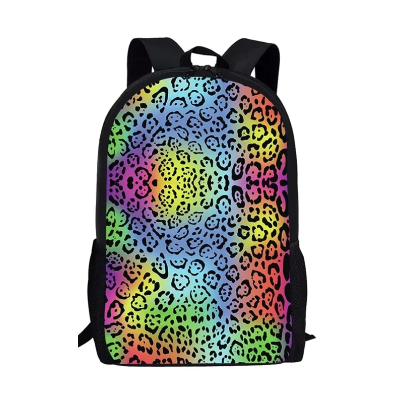 16 Polegada leopardo impressão mochila portátil saco casual daypack para viajar acampamento compras animal pele impressão escola bookbag