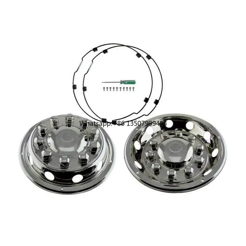 

BS-22503/22504 22.5" Stainless Steel Wheel Simulator Complete Sets Two Front&Rear Include Installation Tools for EuropeanTrucks