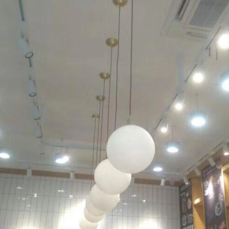 Modern  Glass Ball Pendant Lights White Globe Hanging Lamps Bar Restaurant Deco Luminaire Bedroom Light LED Pendant Lamp