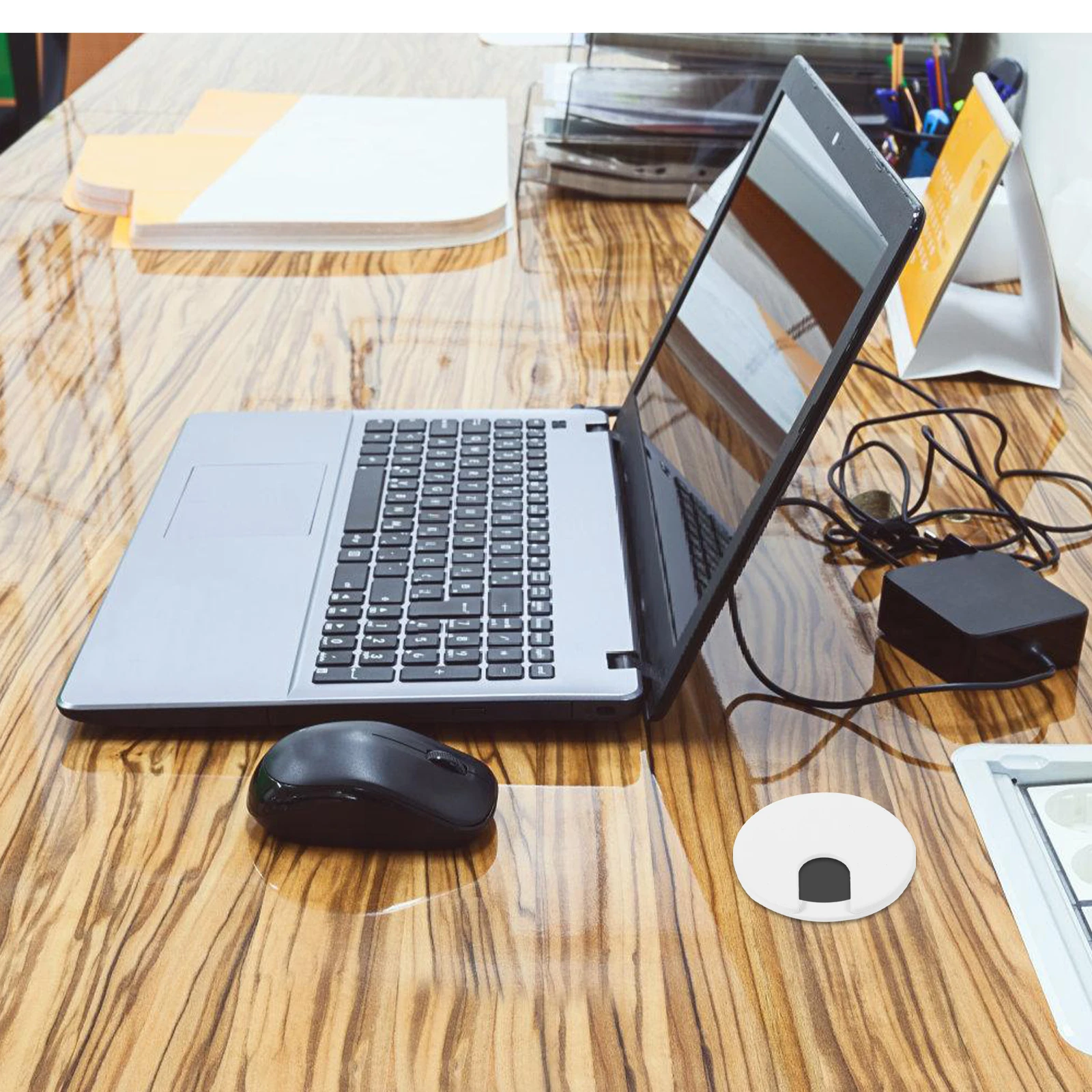 12 قطعة غطاء فتحة السلك مكتب كابل جروميت منظم سعة كبيرة بلاستيك مقاوم للحريق لأثاث المكاتب لطاولة الكمبيوتر