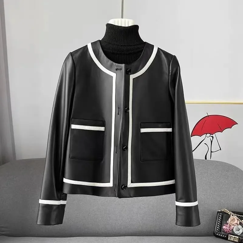 Giacca in pelle Giacca da donna Primavera e autunno Locomotiva a vento Cardigan allentato Giacca in pelle Giacca corta da donna Wild Trend