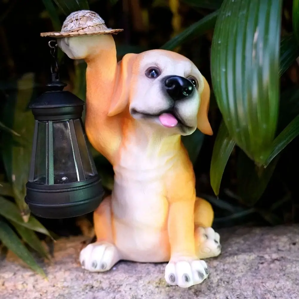 

Garden Decoration Resin Dog Solar Ornament Cute Creative Animal Sculptures Lamp Vivid Waterproof Art Figurines Ornaments Lawn