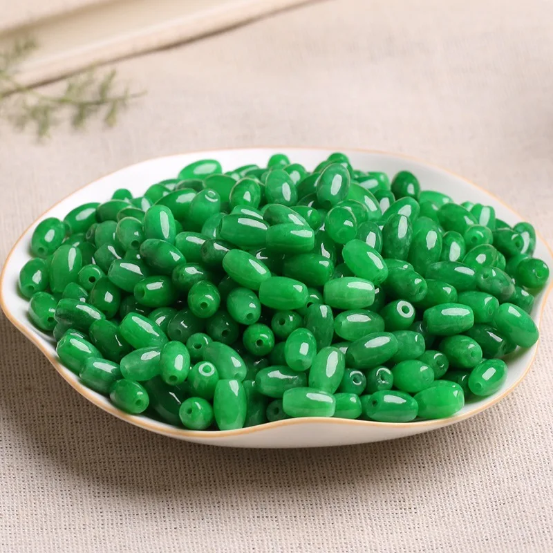 Natural Myanmar Green Jade Rice Beads For Jewelry Making Diy Bracelet Necklace Burma Jadeite Marquise Shape Bead Accessories