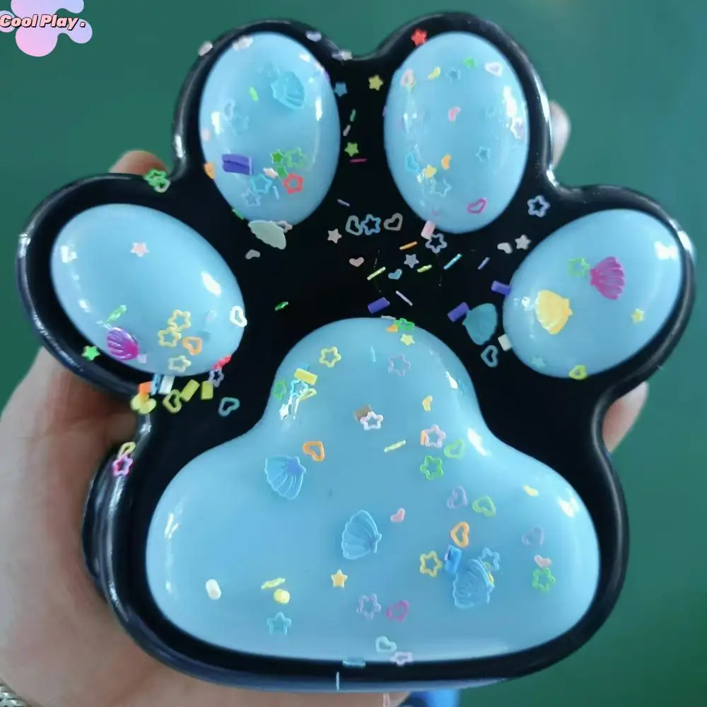 Zabawka sensoryczna Super duża zabawka do ściskania łapy kota Cekinowa silikonowa zabawka z kreskówek Fidget Toy Slow Rebound 3D Cat Paw Pinch Toy Children