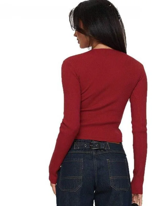 Csa Fena de Manga Longa Slim Fit com Botões, Camada Base, Estilo Casual, Outros Tecidos, Manga Regular, Outra Cosição