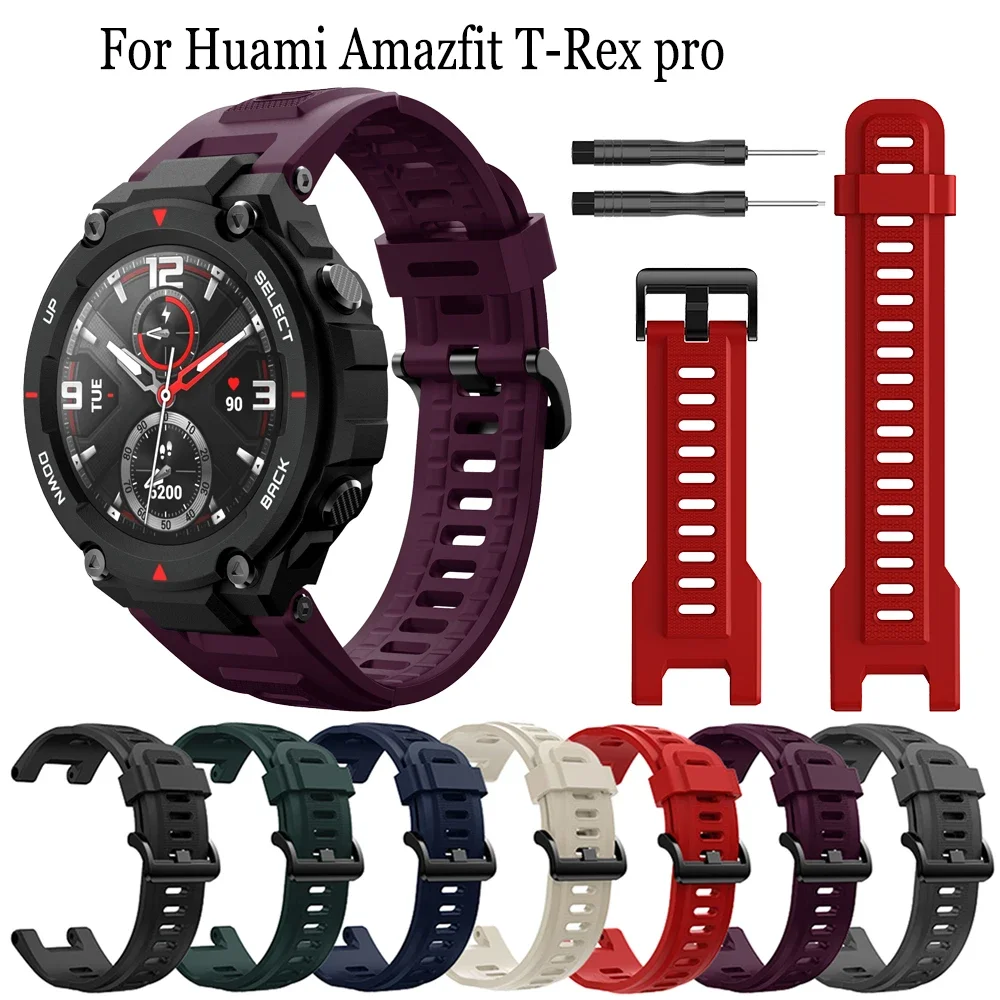 

Silicone Bracelet Straps with tool for Huami Amazfit T-REX Sport wristband Watchband for Xiaomi Huami Amazfit T-rex Pro Correa