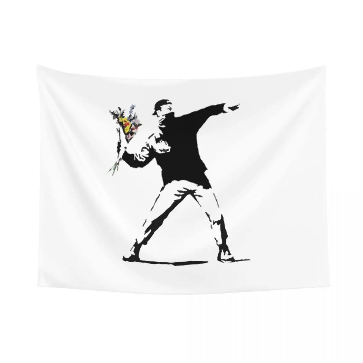 Rage Flower Bomber Stencil Tapestry Wall Hanging for Dorm Customized Hippie Banksy Street Grafitti Art Tapestries Home Decor