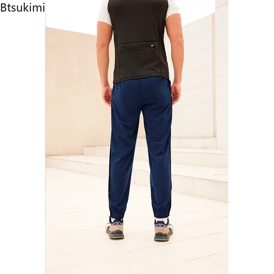 New Men Sweatpants Fashion Contrast Color Side Breasted Straight Casual Pants Breathable Loose Basketball Pants Male Streetwear