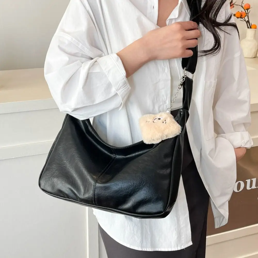 

New PU Leather Retro Crossbody Bags Solid Color Large Capacity Purses Handbags High Quality Underarm Bag Shoulder Bag Women Men