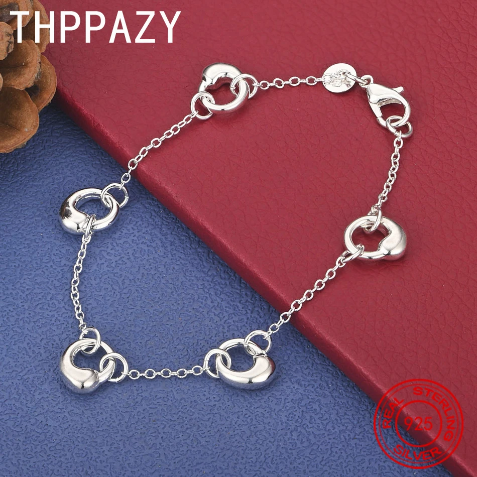 

THPPAZY 925 Sterling Silver Water Drop Bracelet Women Banquet Party Anniversary Gift Original Beautiful Jewelry 8-Inch Chain