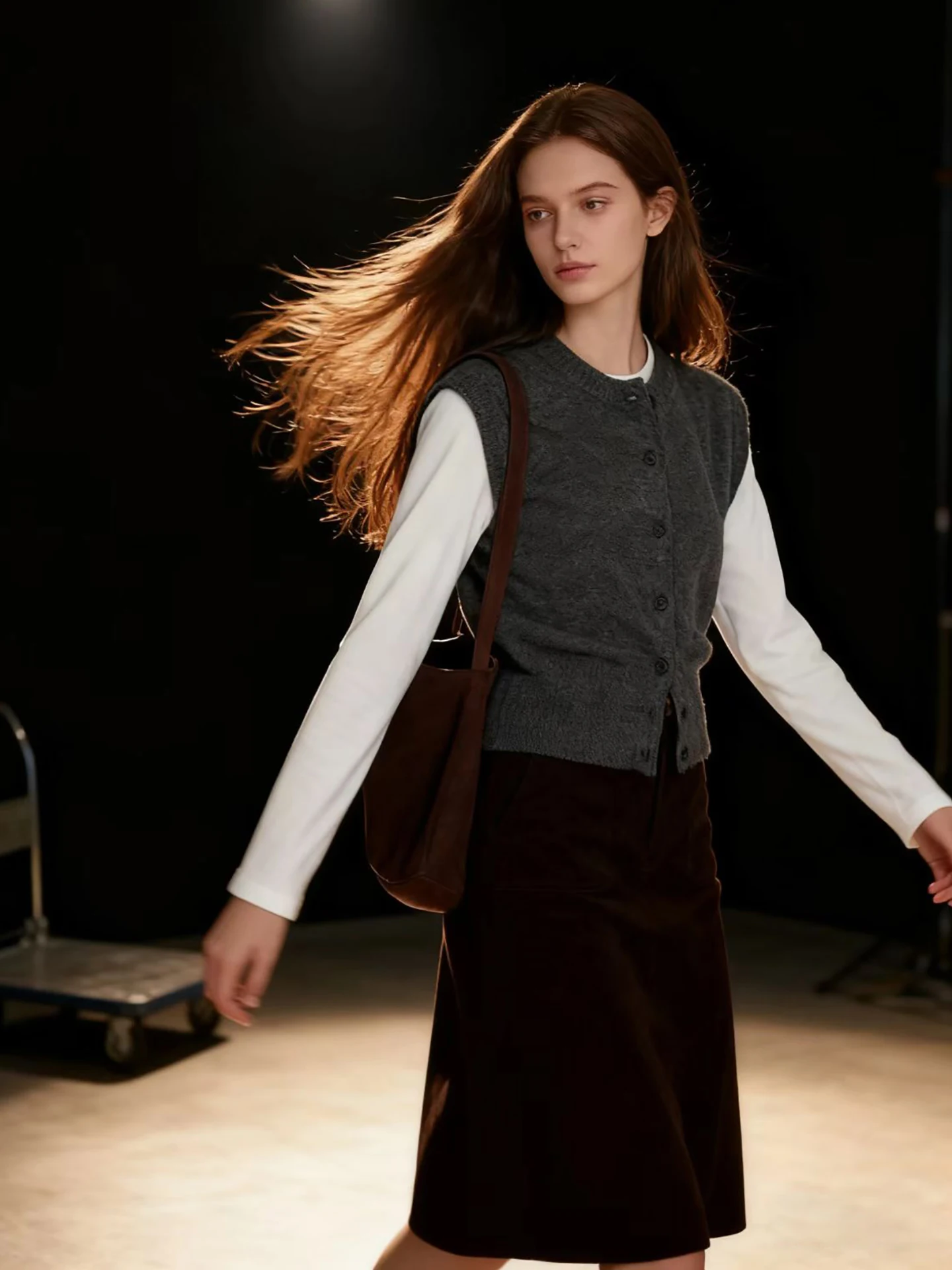 

HUAAPPUW ey Knitted Svel round Ne Open Cardigan Women's Vest Top Layering Soft Polyester Fiber Winter New Sle