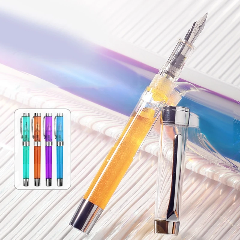 Acrylic Fountain Pen Transparent Pen Barrel Large Capacity Remove to Refill Gift Pen for Students Kids Pen