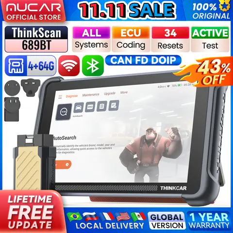 THINKCAR THINKSCAN 689BT 모든 시스템 자동차 진단 도구 ActiveTest ECU 코딩 OBD2 스캐너 34 서비스 CAN FD DoIP 스캔 도구