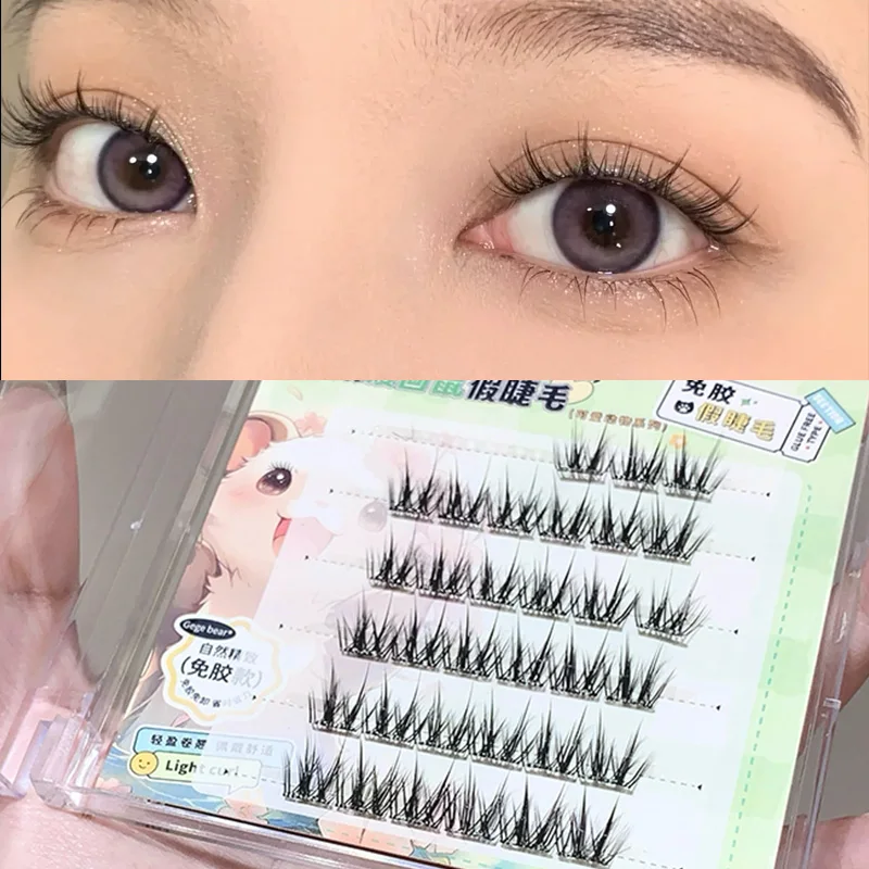Gege Bear 接着剤不要のつけまつげ - 軽量で自然な外観、初心者に最適、小さな目にも最適