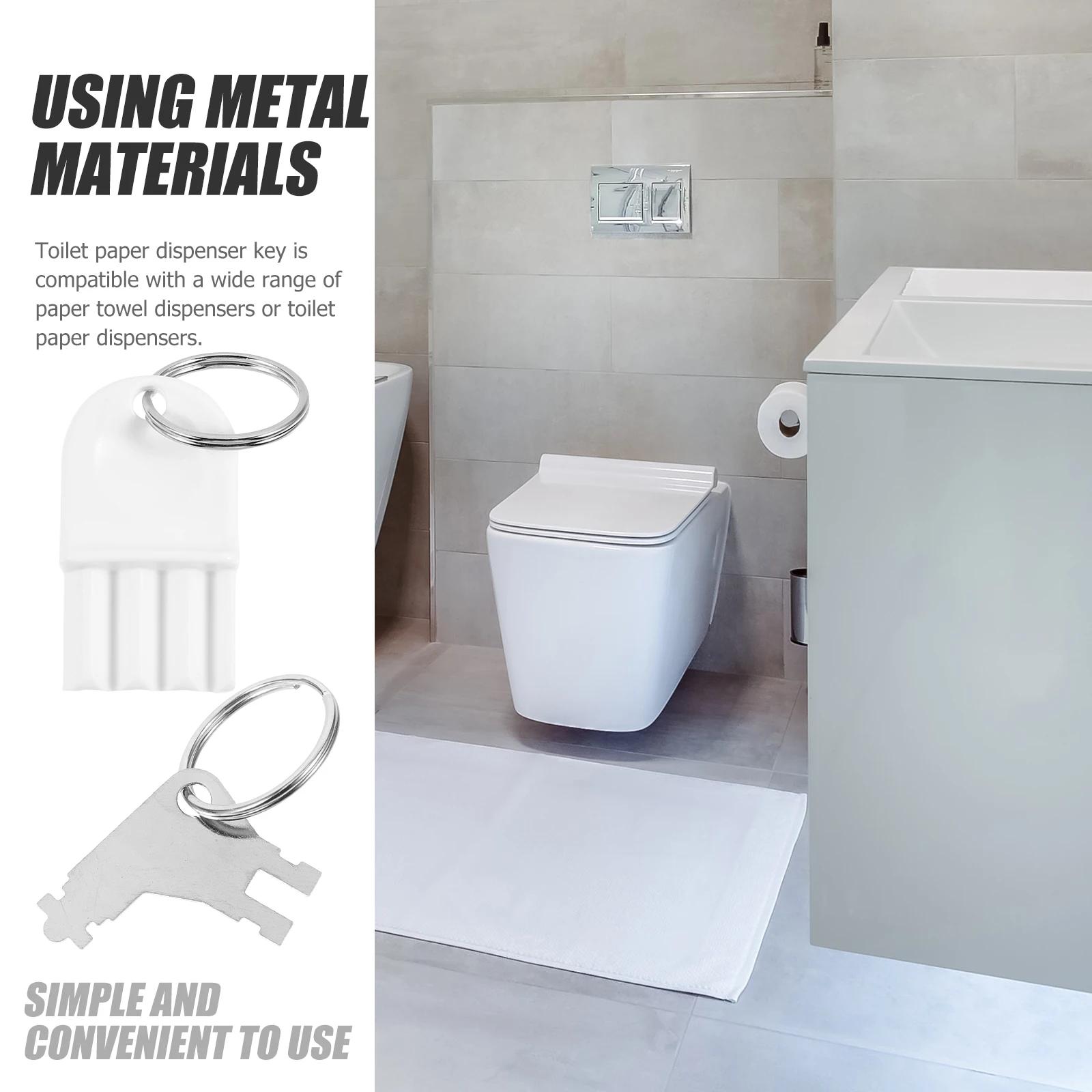 

5 Metal Dispenser Keys White Rings Paper Towel Toilet Compatible Universal Commercial dispensers key set replacement durable