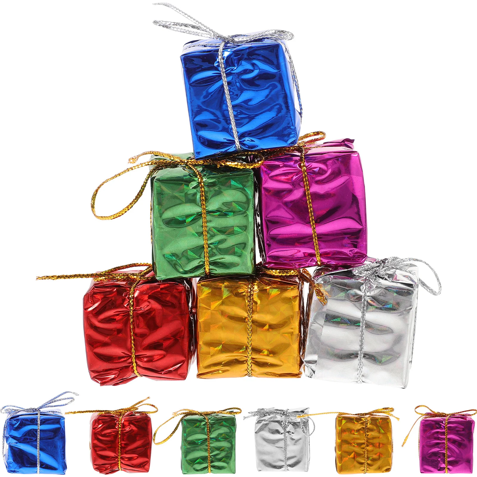 

60Pcs Mini Christmas Ornaments Hanging Decor for Tree Xmas Gift Box Pendant Festive Holiday Decoration Reusable Design