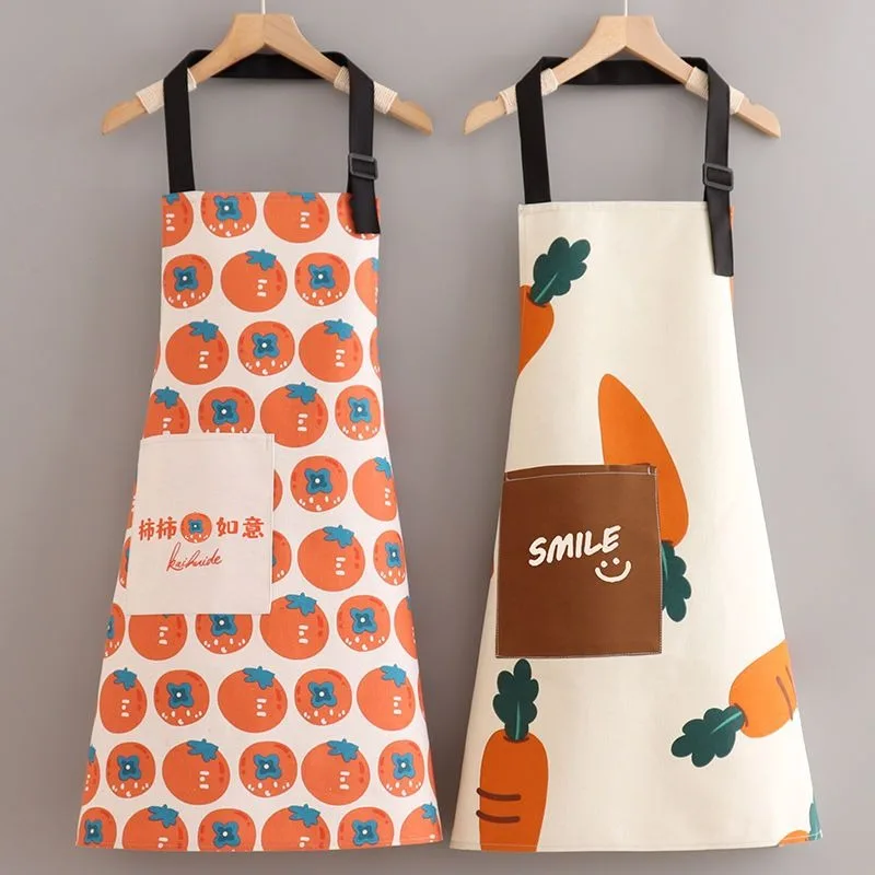 Unisex Sleeveless Apron Multicolor Oilproof Waterproof Kitchen Apron Cute Avocado Orange Persimmon Pattern Baking Cooking Apron