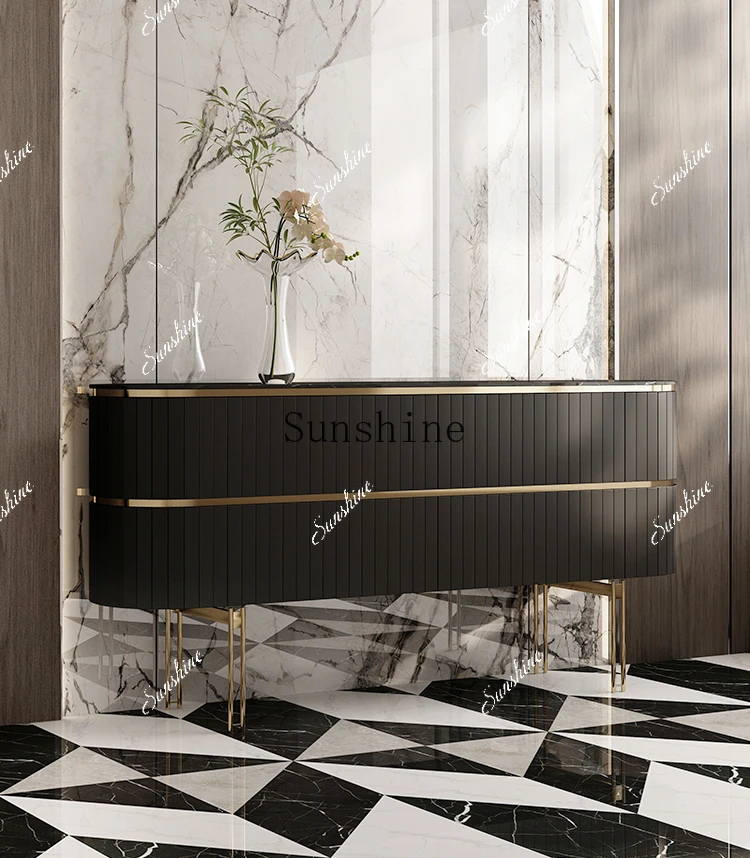 

Light luxury bedroom bedside modern simple marble entrance villa living room locker FT